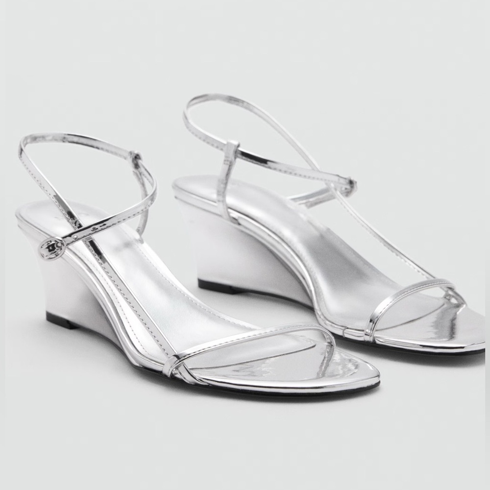 MANGO Metallic Heel Sandals